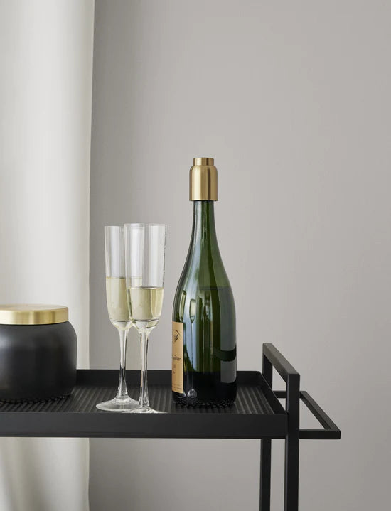 Stylish Black Stainless Steel Ice Bucket with Golden Lid by Stelton