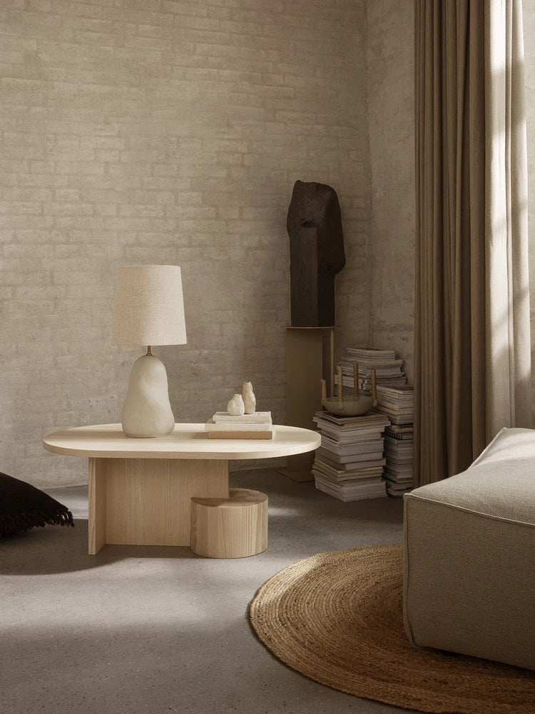 Ferm Living Solid Ash Insert Coffee Tables with Geometric Design