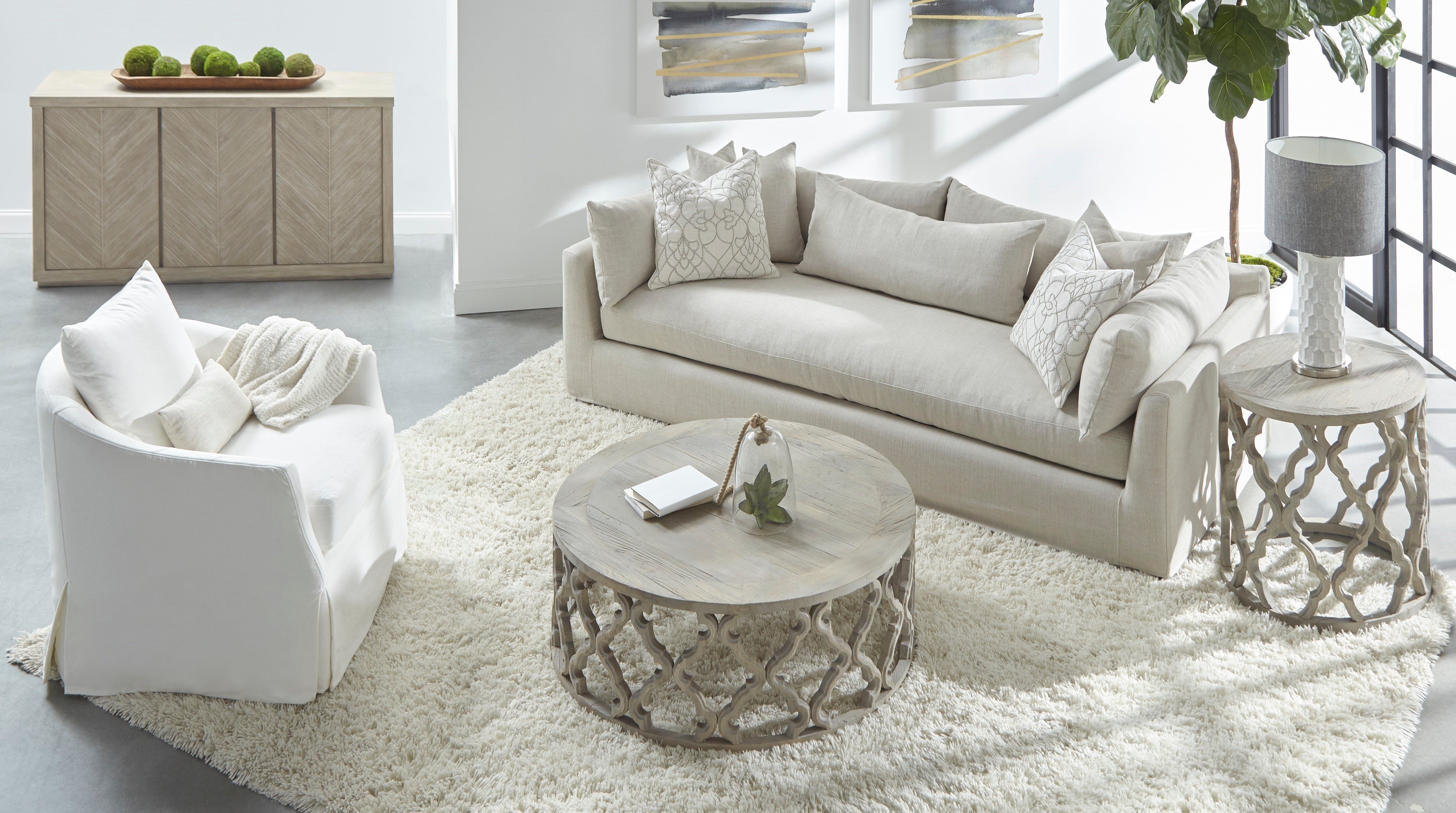 Large Clover Transitional Style Coffee Table by Essentials For Living