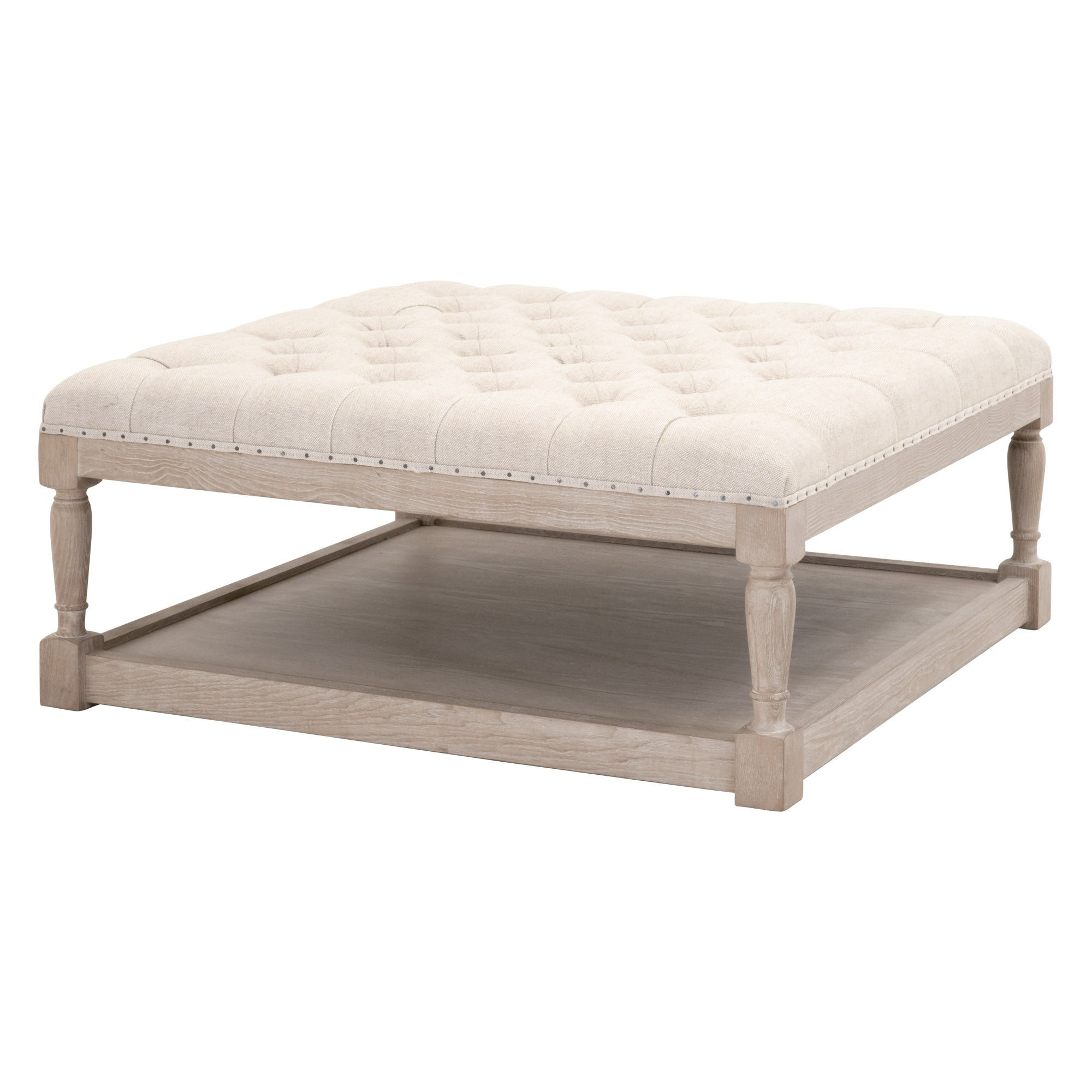 Essentials For Living Townsend Button-Tufted Upholstered Transitional-Style Coffee Table for Living Room