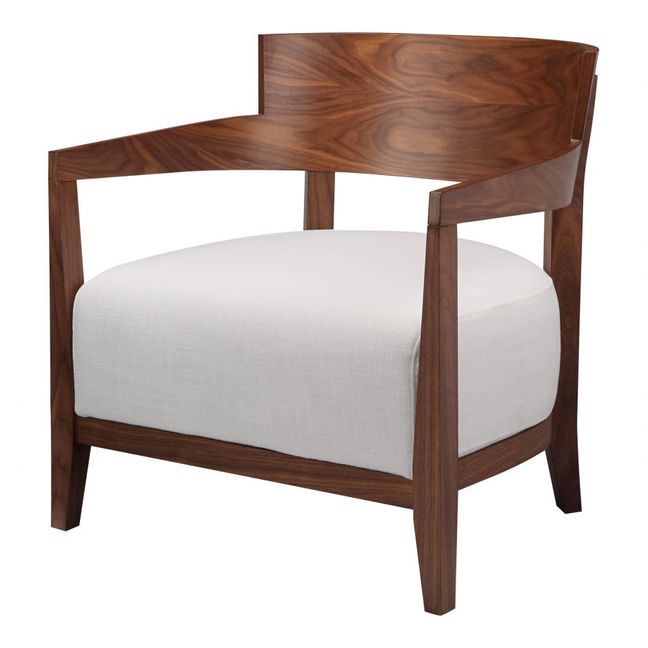 Moe's Comfortable Volta Solid Wood Armchair with Art Deco Style