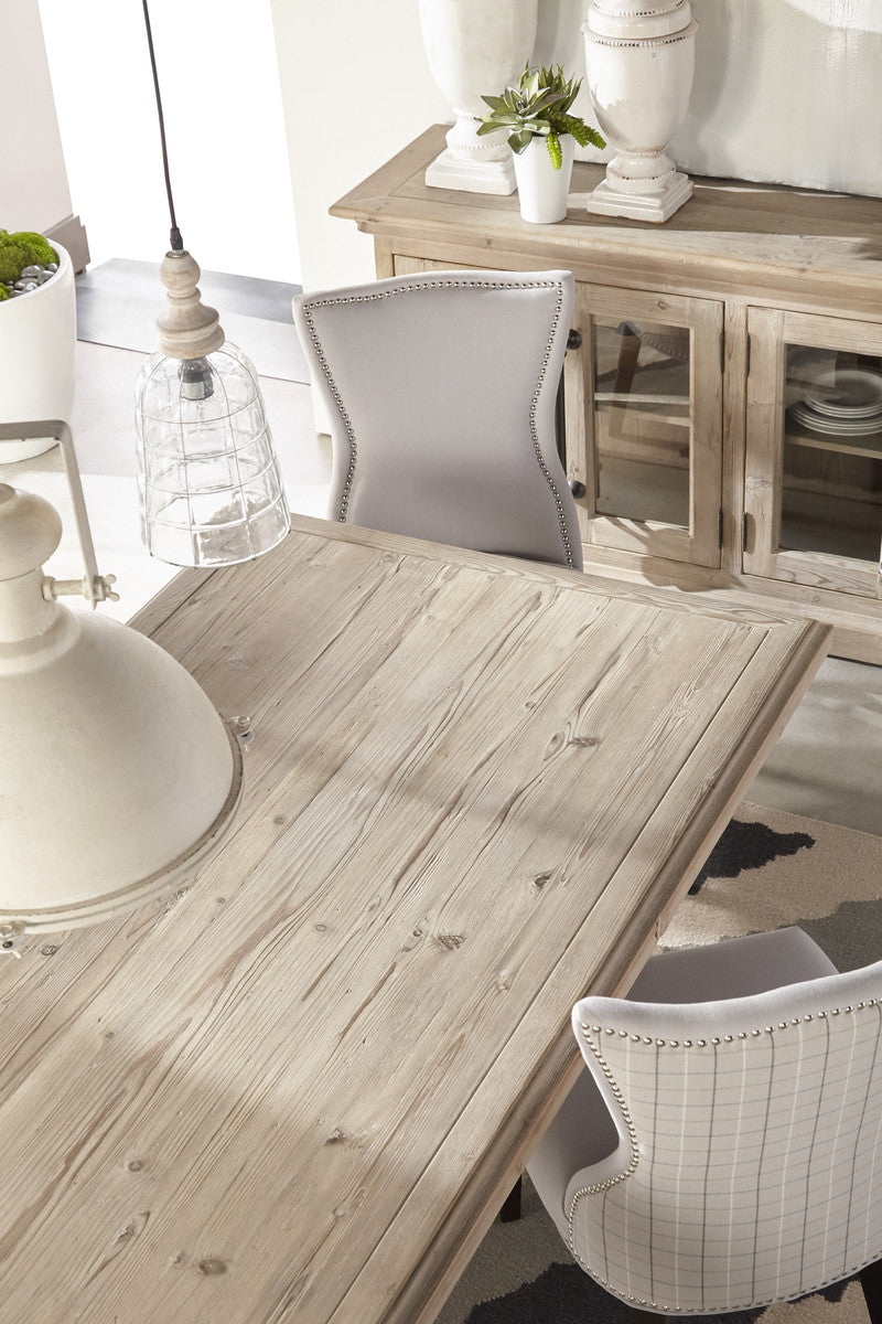 Essentials For Living Bastille Smoke Gray Pine Rectangle Dining Table with Plank Veneer